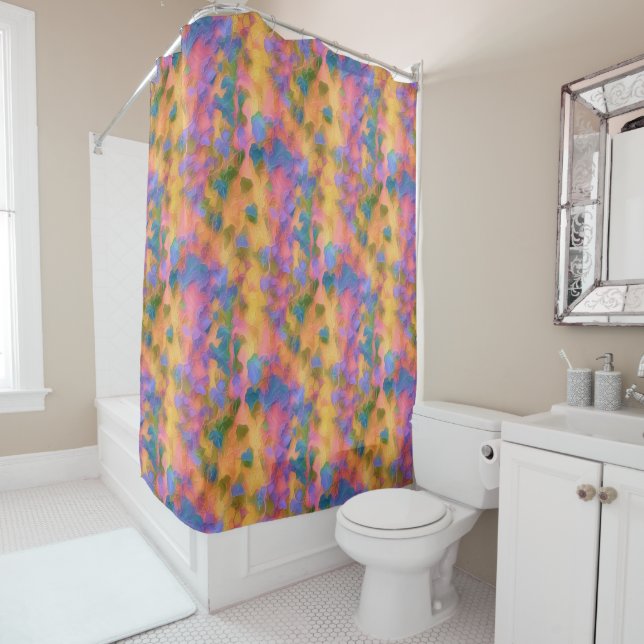 Naive Painted Foliar Summer Shower Curtain (In Situ)
