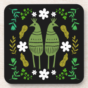 Naïve Rustic Nature Bird Folk Art Coaster