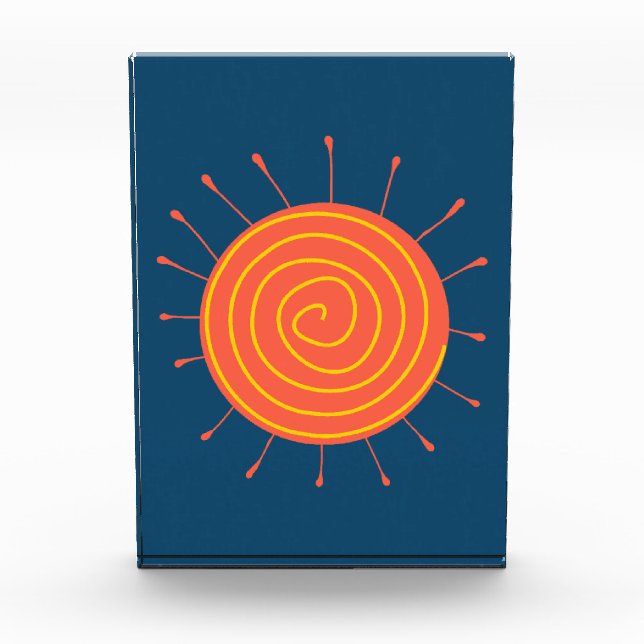 Naive Sun Dark Blue Background Photo Block (Front)