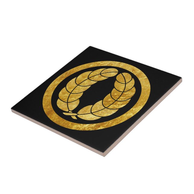 Nakagawa Mon Japanese samurai clan in faux gold Tile (Side)
