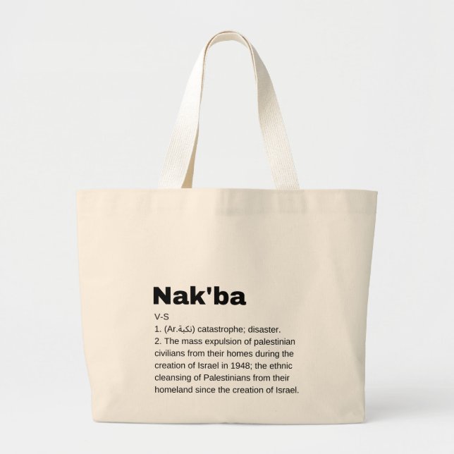 Nakba Meaning design Nakba  Definition text Large Tote Bag (Front)