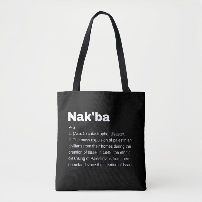 Nakba Meaning design Nakba  Definition text Tote Bag (Front)