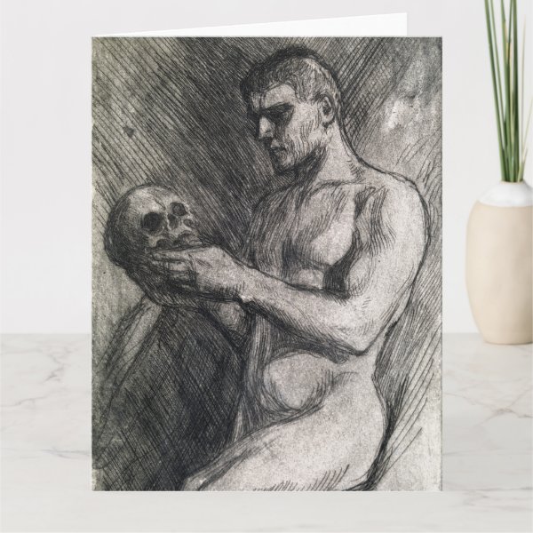 Naked Man and Skull Fine Art Greetings Card