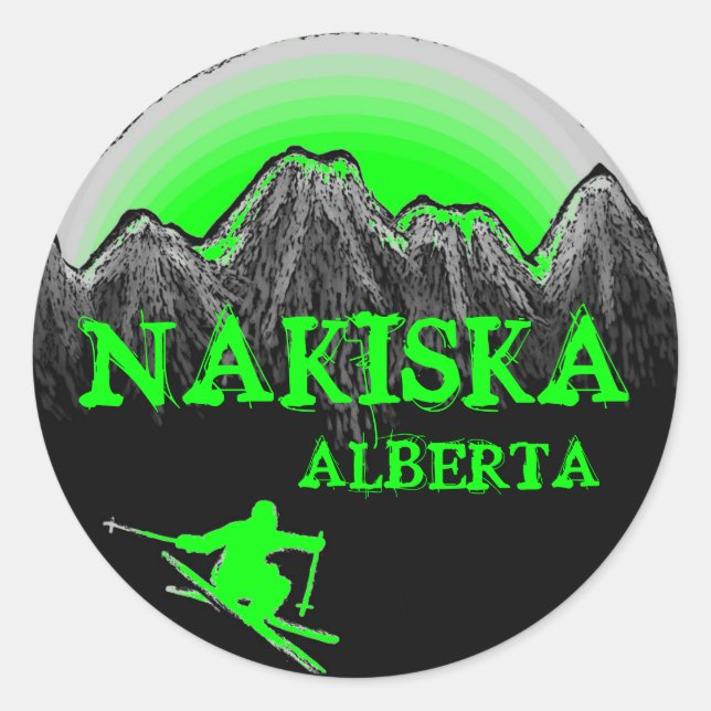 Nakiska Alberta Canada green skier stickers (Front)