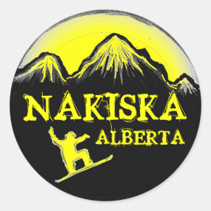 Nakiska Alberta Canada yellow snowboard stickers