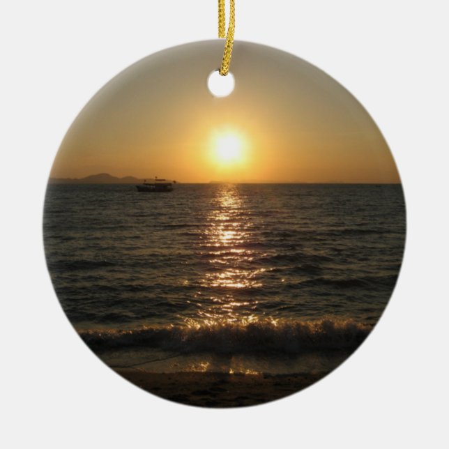 Naklua Beach Sunset .. Pattaya, Chonburi, Thailand Ceramic Tree Decoration (Front)
