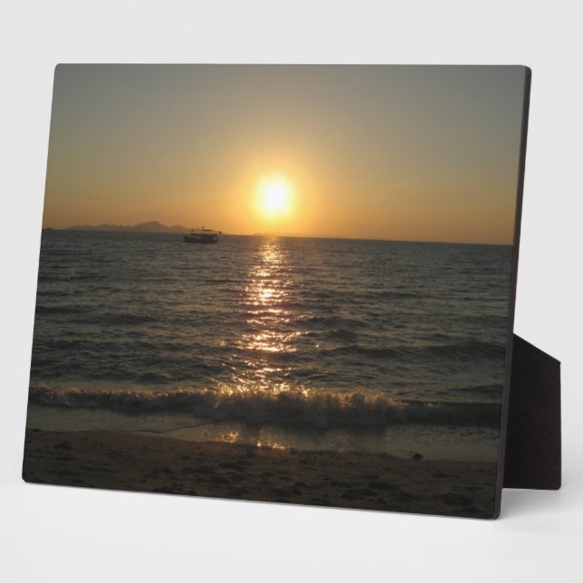 Naklua Beach Sunset .. Pattaya, Chonburi, Thailand Plaque (Side)