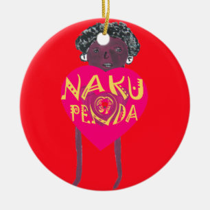 Nakupenda Love Art – Swahili Heart Design Ceramic Tree Decoration