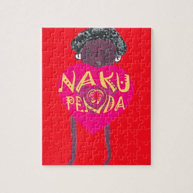 Nakupenda Love Art – Swahili Heart Design Jigsaw Puzzle (Vertical)