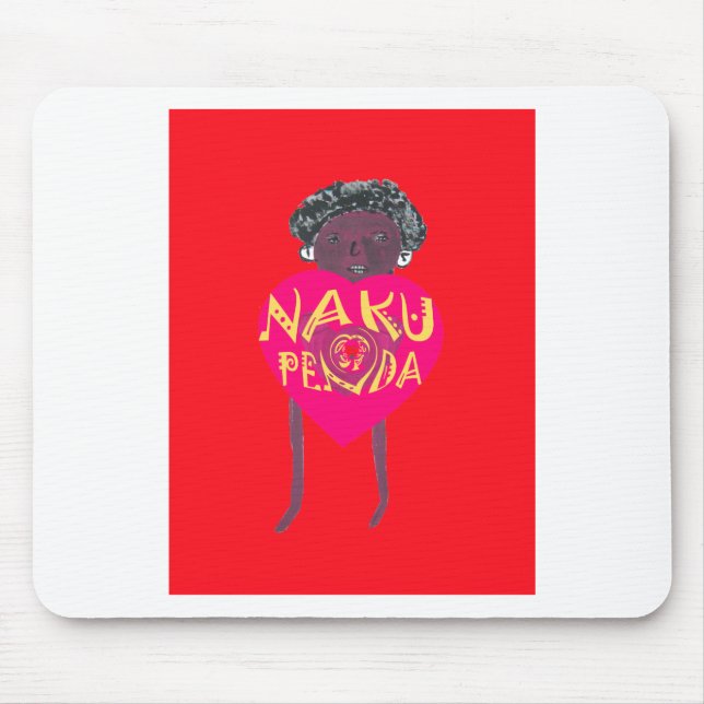 Nakupenda Love Art – Swahili Heart Design Mouse Mat (Front)