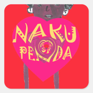 Nakupenda Love Art – Swahili Heart Design Square Sticker