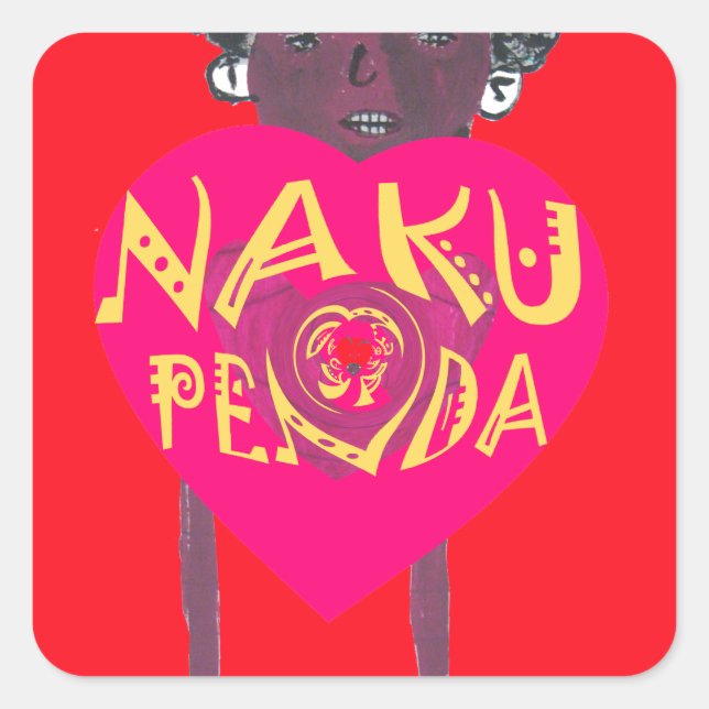 Nakupenda Love Art – Swahili Heart Design Square Sticker (Front)