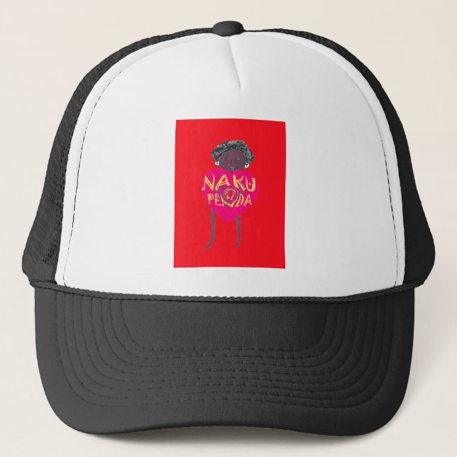 Nakupenda Love Art – Swahili Heart Design Trucker Hat (Front)