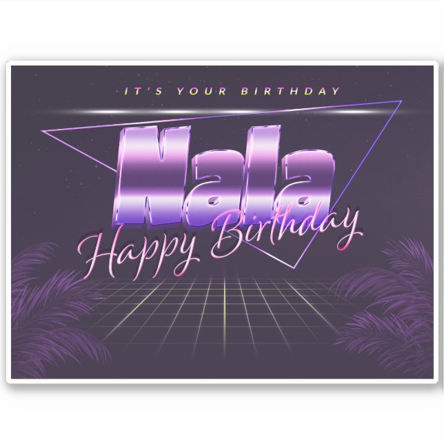 Nala Name First name lila retro Sticker Birthday (Front)