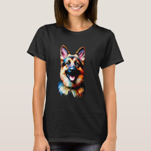 NALA Vibrant German Shepherd Art  Unique Pet Lover T-Shirt