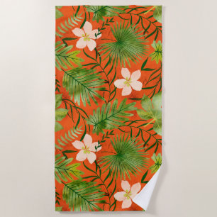 Nalani Hawaiian Tropical Garden Coral Beach Towel