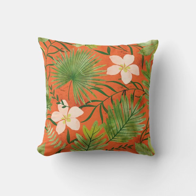 Nalani Hawaiian Tropical Garden Coral Cushion (Front)