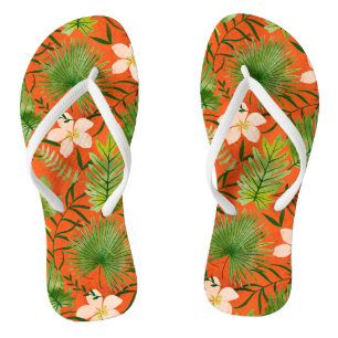 Nalani Hawaiian Tropical Garden Coral Flip Flops