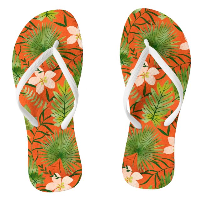 Nalani Hawaiian Tropical Garden Coral Flip Flops (Footbed)