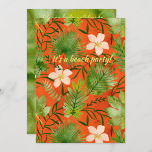 Nalani Hawaiian Tropical Garden Coral Lime Invitation