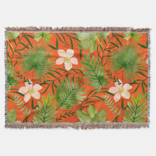 Nalani Hawaiian Tropical Garden Coral Throw Blanket
