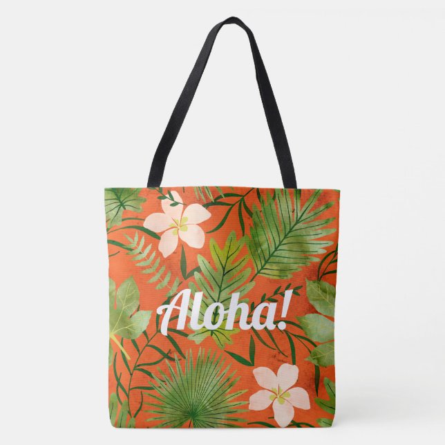 Nalani Hawaiian Tropical Garden Coral Tote Bag (Front)