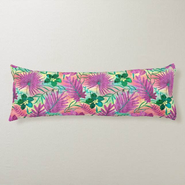 Nalani Hawaiian Tropical Garden Fuchsia Body Cushion (Front)