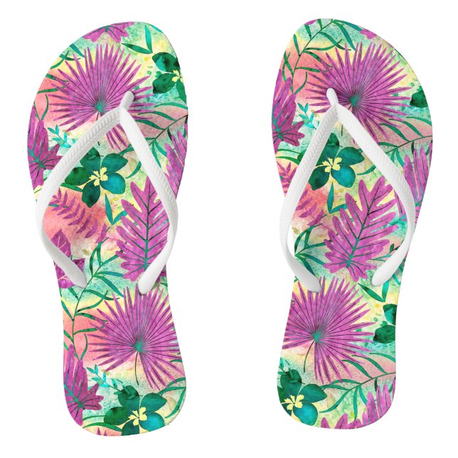 Nalani Hawaiian Tropical Garden Fuchsia Flip Flops (Footbed)
