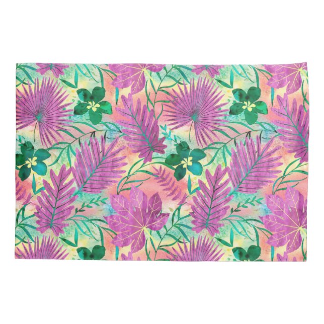 Nalani Hawaiian Tropical Garden Fuchsia Pillowcase (Back)
