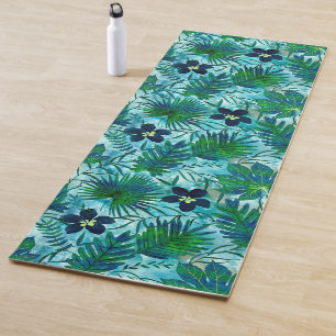 Nalani Hawaiian Tropical Garden Reverses to Teal Yoga Mat