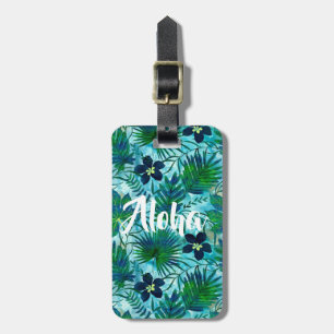 Nalani Hawaiian Tropical Garden Teal Luggage Tag