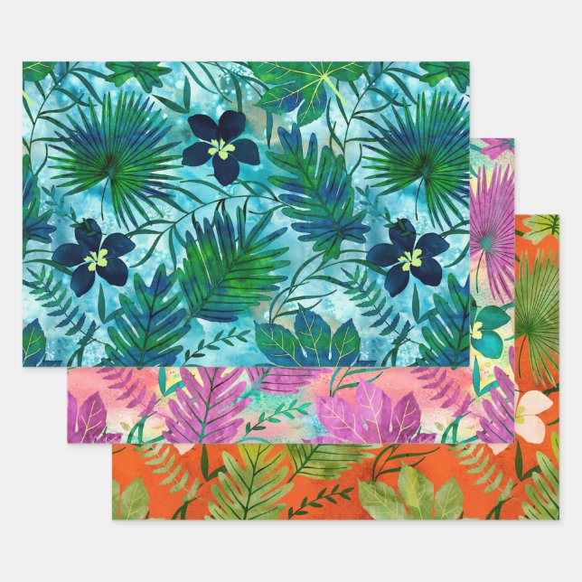 Nalani Hawaiian Tropical Garden Trio Wrapping Paper Sheet (Set)