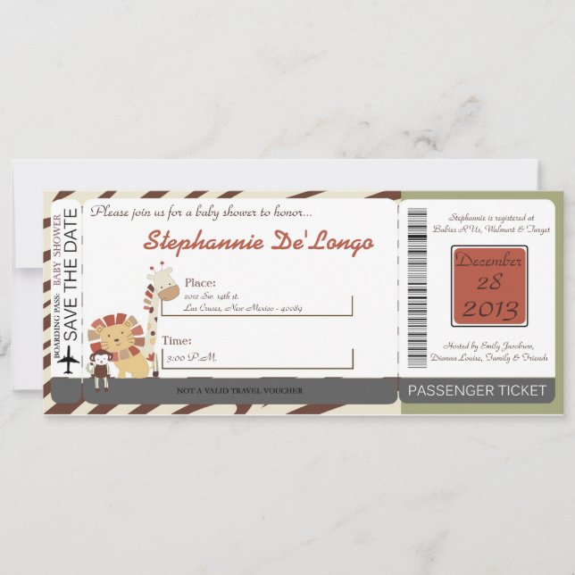 Nali Jungle Zoo Animal Lion Baby Shower Invitation (Front)