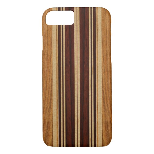Nalu Lua Faux Koa Wood Surfboard Case-Mate iPhone Case (Back)