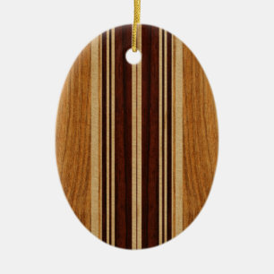 Nalu Lua Faux Koa Wood Surfboard Ceramic Tree Decoration