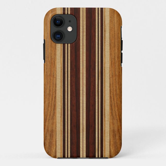 Nalu Lua Faux Koa Wood Surfboard iPhone 5 Cases (Back)