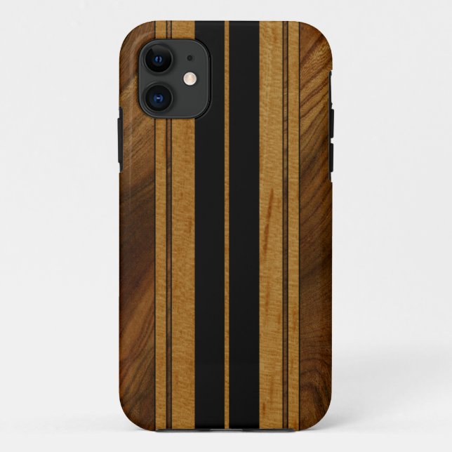 Nalu Mua Faux Koa Wood Surfboard iPhone 5 Cases (Back)