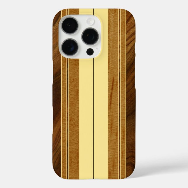 Nalu Mua Faux Koa Wood Surfboard Yellow Case-Mate iPhone Case (Back)