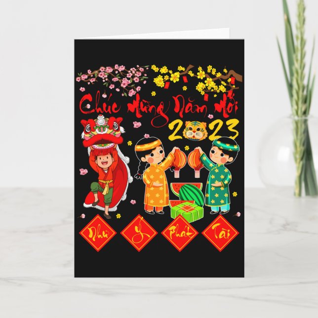 Nam Moi Nhu Y Vietnamese Lunar New Year Cat Year F Card (Front)