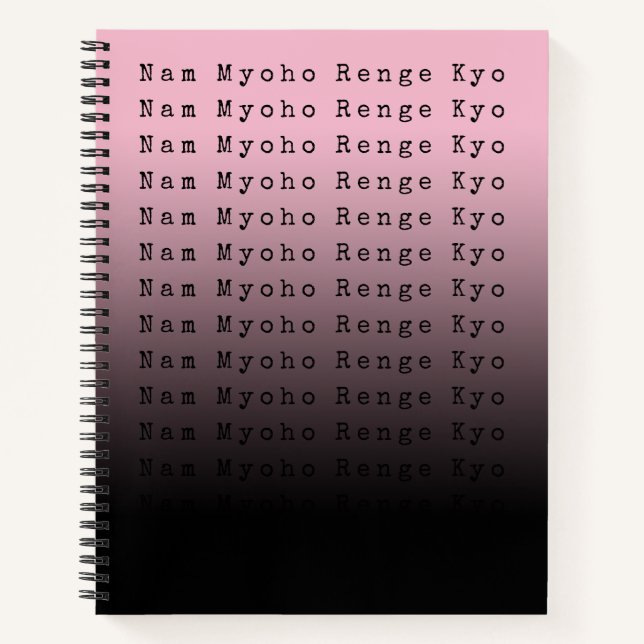 Nam Myoho Renge Kyo Black Pink Gradient Notebook (Front)