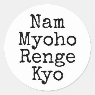 Nam Myoho Renge Kyo White Buddhism Mantra Classic Round Sticker
