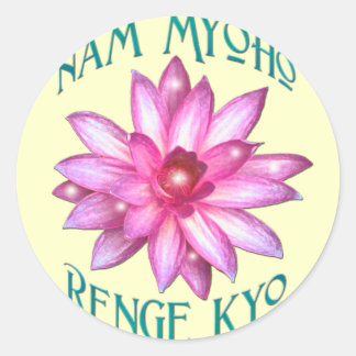 Nam Myoho Renge Kyo with Lotus Flower Design Classic Round Sticker