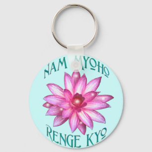 Nam Myoho Renge Kyo with Lotus Flower Design Key Ring