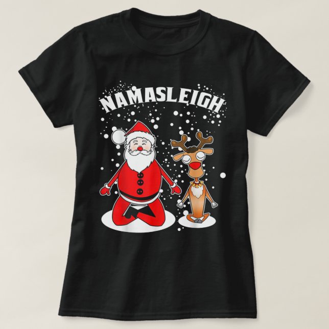 Nama-sleigh Namasleigh Funny Santa Reindeer Yoga C T-Shirt (Design Front)