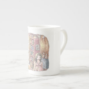 Namamuji   a dim object and female illustration fl bone china mug