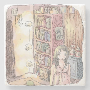 Namamuji a dim object and female illustration fl stone coaster