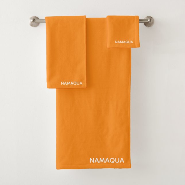 Namaqua orange colour name bath towel set (Insitu)