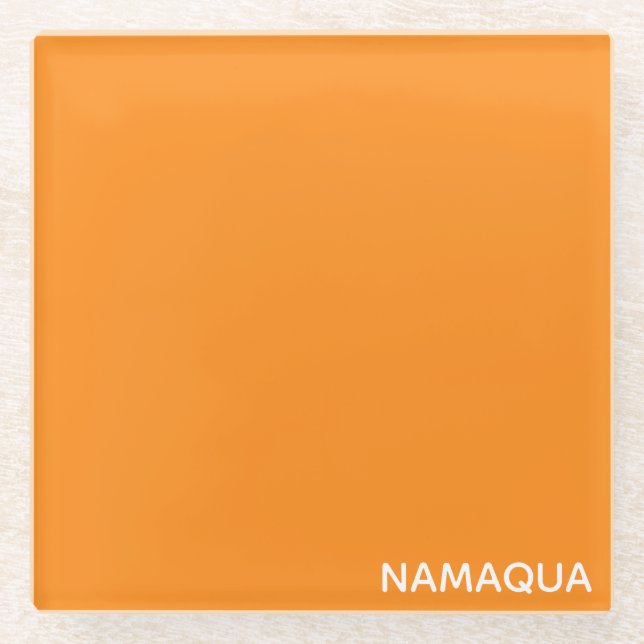 Namaqua orange colour name glass coaster (Front)