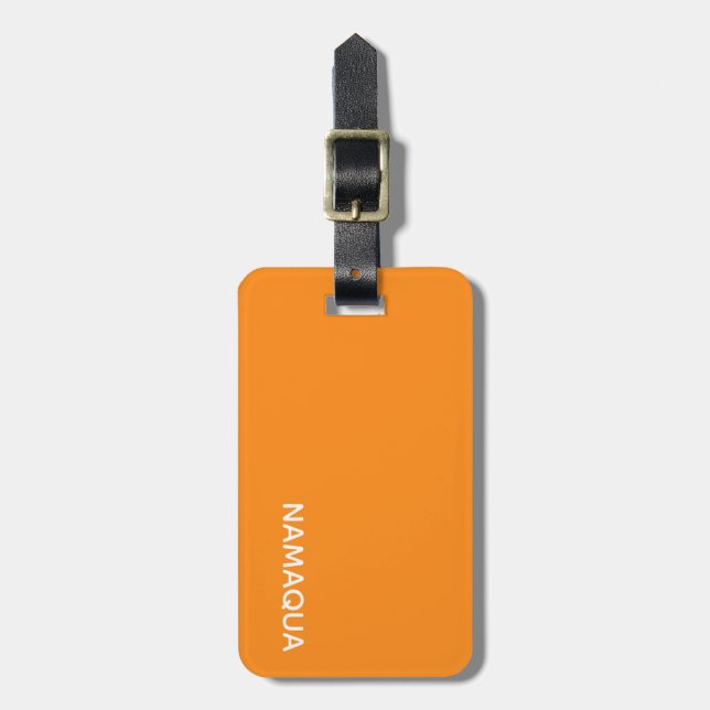 Namaqua orange colour name luggage tag (Front Vertical)