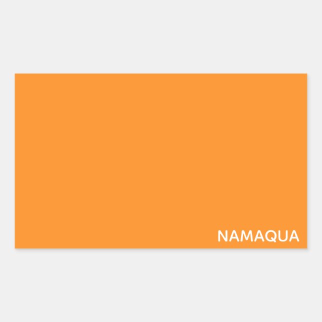 Namaqua orange colour name rectangular sticker (Front)